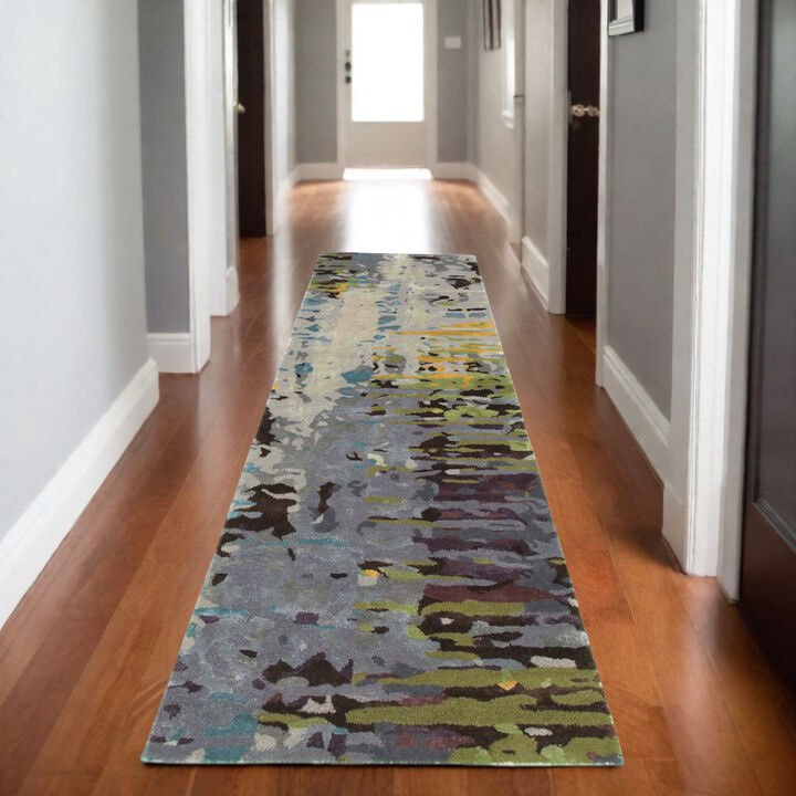 HomeRoots Abstract Hand Tufted Runner Rug