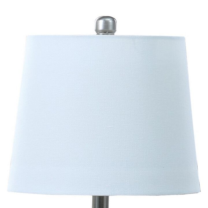 22 Inch Accent Table Lamp, Cactus Designed Body, Metal Base, Blue, White-Benzara