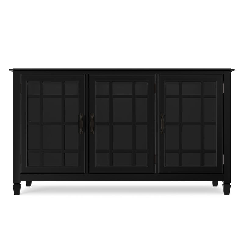 Connaught SOLID WOOD 60 inch Wide Traditional Wide Storage Cabinet Buffet in Black image number 3