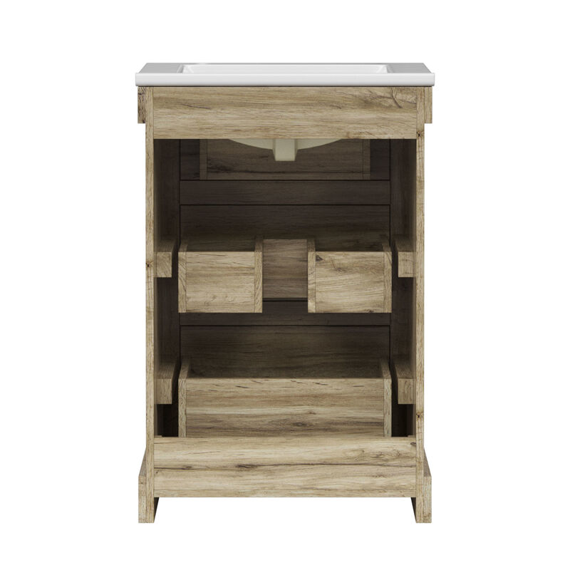 Donovan 24" Single Bathroom Vanity with Two Drawers, Light Oak image number 7