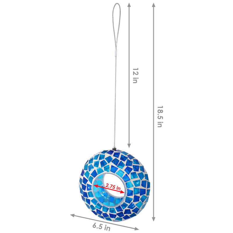 Sunnydaze Glass Mosaic Fly-Through Hanging Bird Feeder - 6 in image number 4