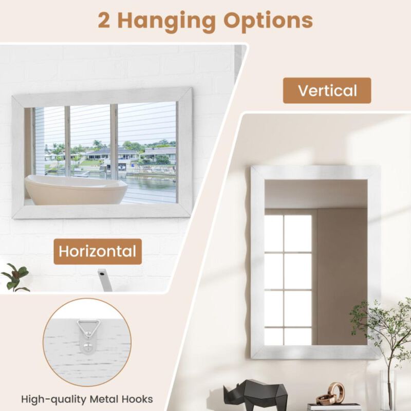 Hivvago Farmhouse Wall Mirror with Solid Wood Frame