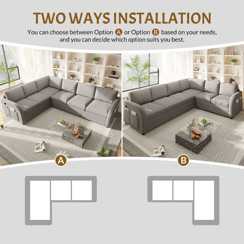 Fumris U Shaped Modular Sectional Sofa image number 6