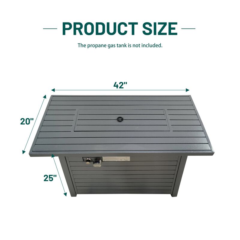 Mondawe 11'' H x 42'' L Alloy Steel Rectangular Propane Outdoor Fire Pit Table