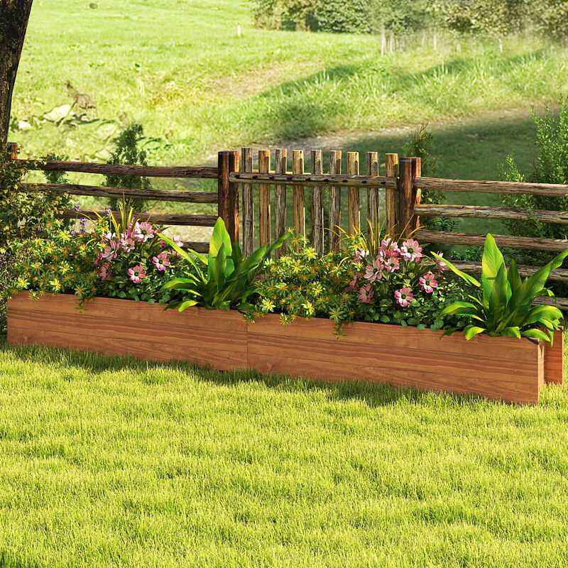 Rectangular Raised Garden Bed with Liner and Drainage Holes, Elevated Design-Orange image number 4