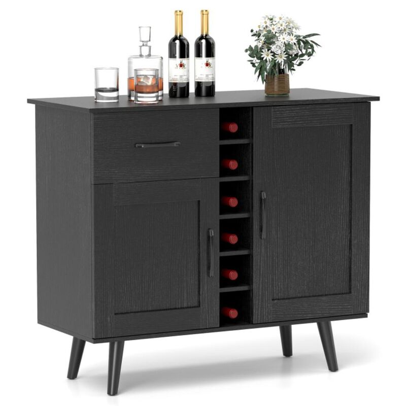 Hivvago Modern Wine Bar Buffet Cabinet with 6-Bottle Wine Rack