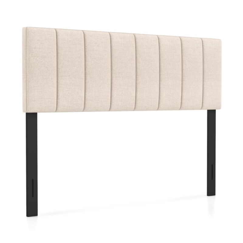 Hivvago Linen Upholstered Headboard with Solid Wood Legs and Adjustable Width-Beige