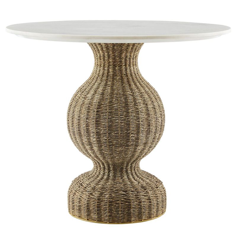 Zale 36" Marble and Seagrass Dining Table image number 0