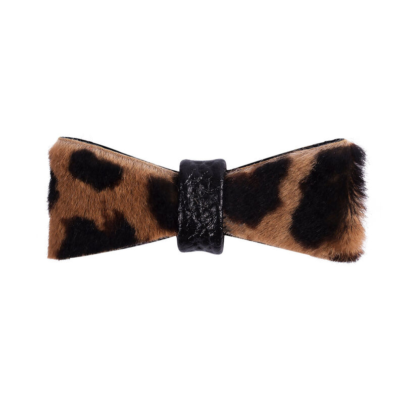 POISEPUP Cute Handmade Genuine Soft Full Grain Leather Dog Bow Tie - Leopard