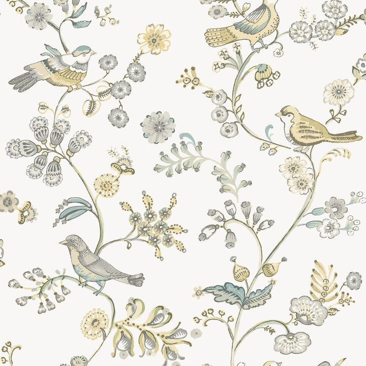 Jinjur Light Yellow Bird Trail Wallpaper (Set of 2)