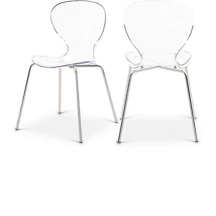 Meridian Furniture Clarion Chrome Metal Dining Chair, Set of 2