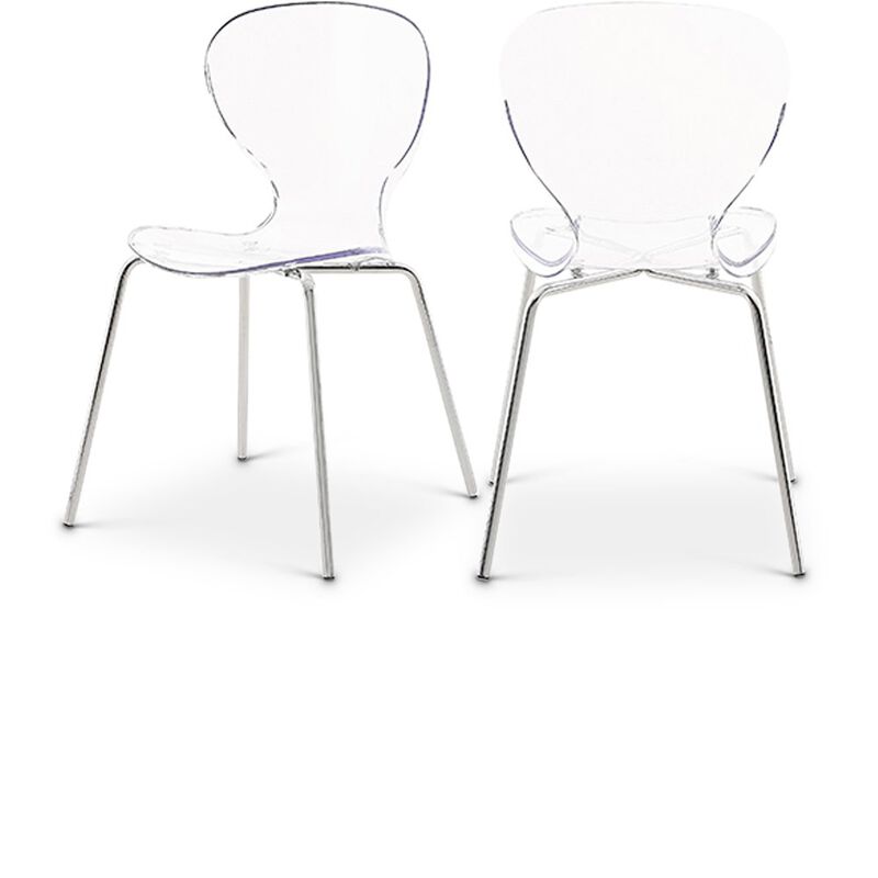 Meridian Furniture Clarion Chrome Metal Dining Chair, Set of 2