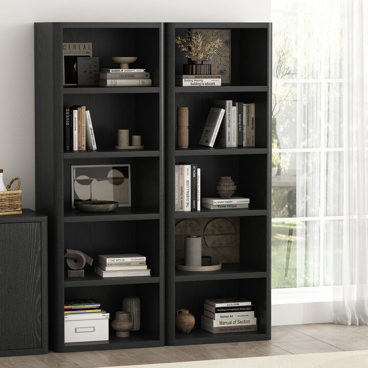 Rivington Black Open Bookcase (Set of 2)