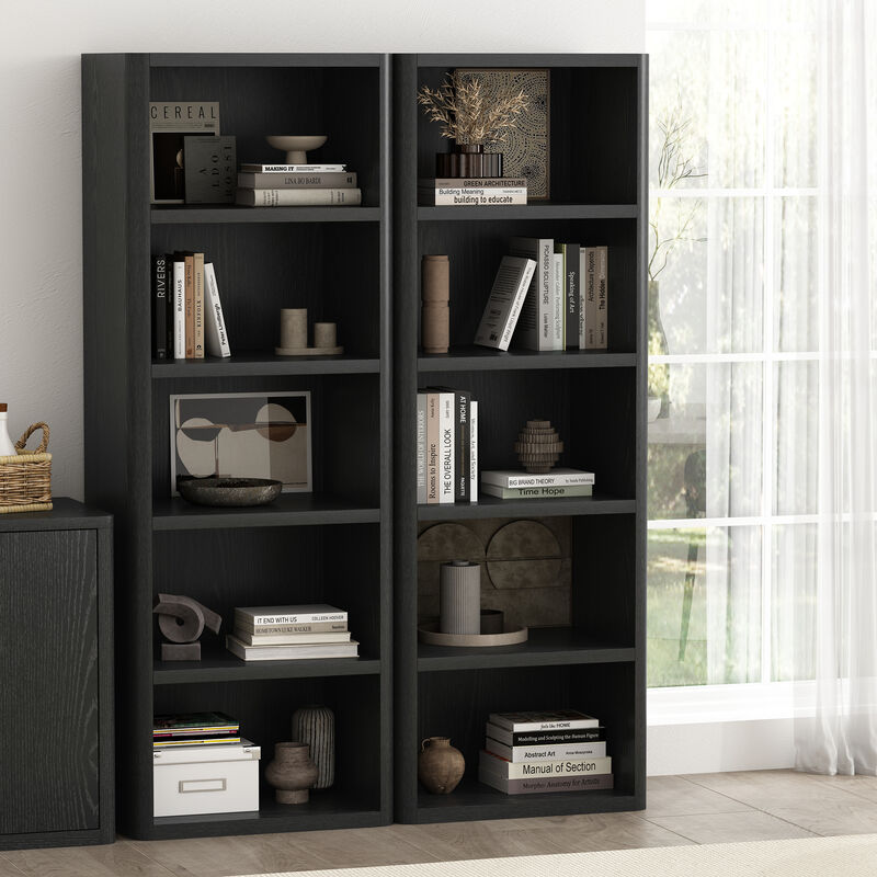 Rivington Black Open Bookcase (Set of 2)