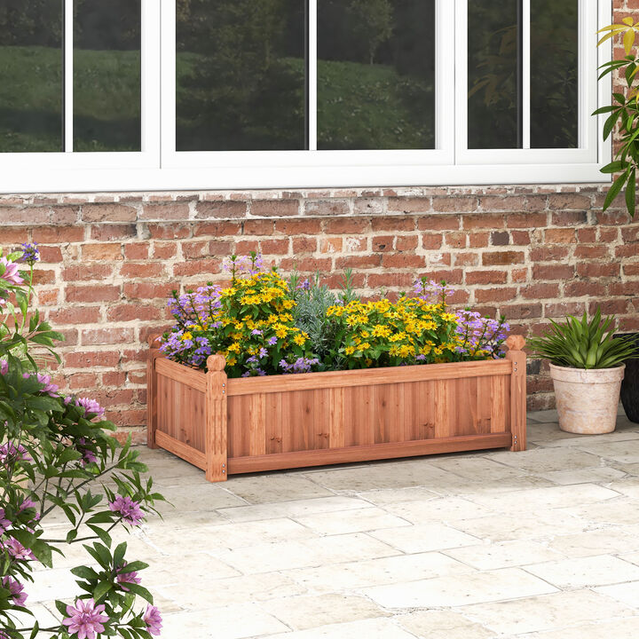 46 x 24 x 16 Inch Rectangular Planter Box with Drainage Holes for Backyard Garden Lawn-Brown