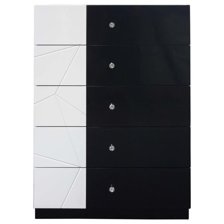 Best Master Furniture Best Master 5-Drawer Poplar Wood Bedroom Chest in White/Black