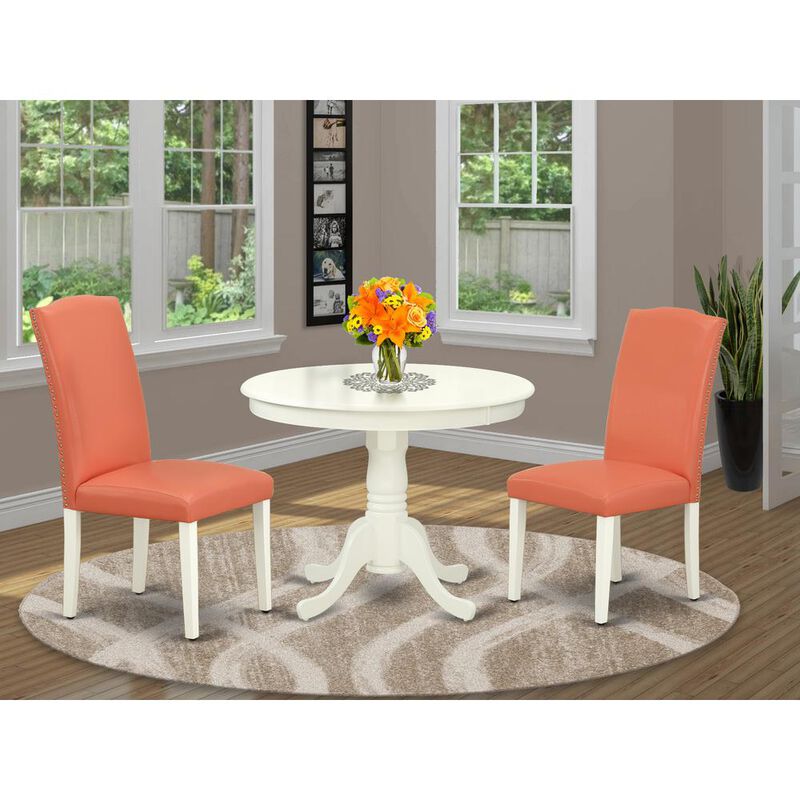 East West Furniture Dining Room Set Linen White