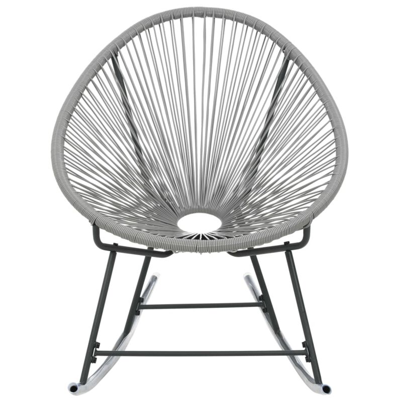 vidaXL Outdoor Rocking Moon Chair Gray Poly Rattan