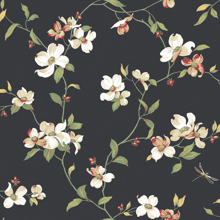 Dogwood Black Wallpaper