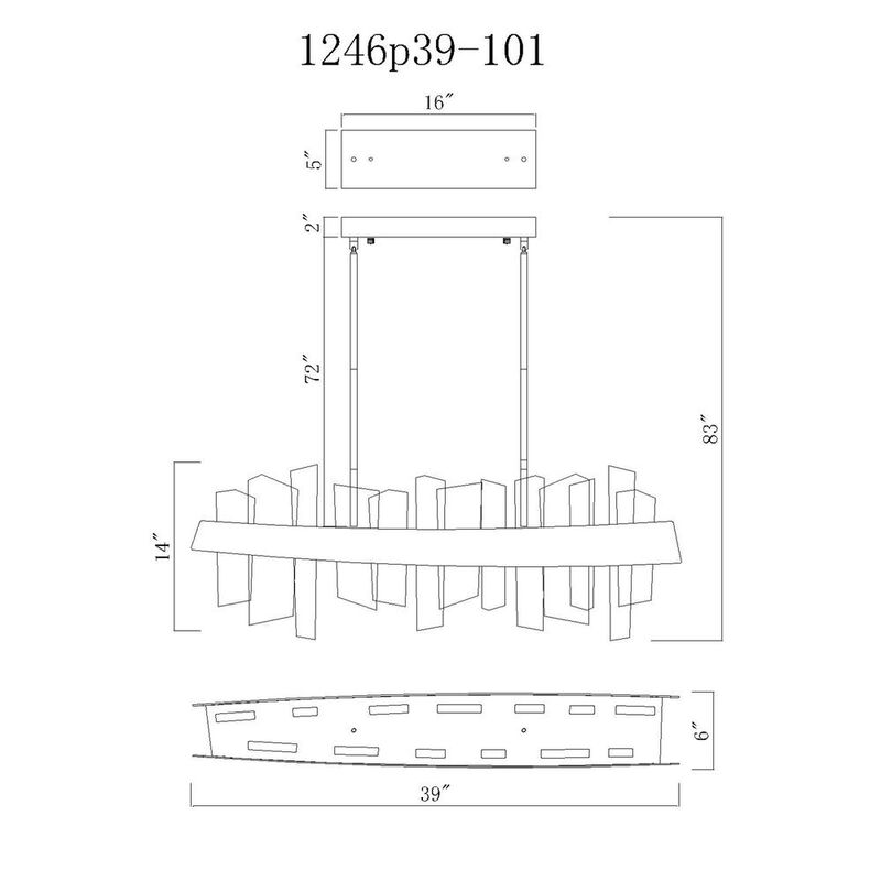 CWI Lighting Guadiana 39 in LED Black Chandelier