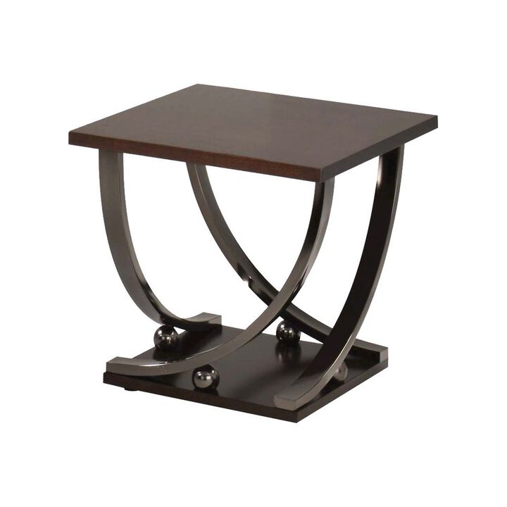 Simple Relax Square Wood End Table in Black Nickel Finish