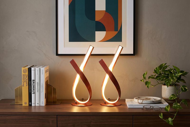 HomeRoots 17" Red Modern Abstract Ribbons Table Lamp image number 1