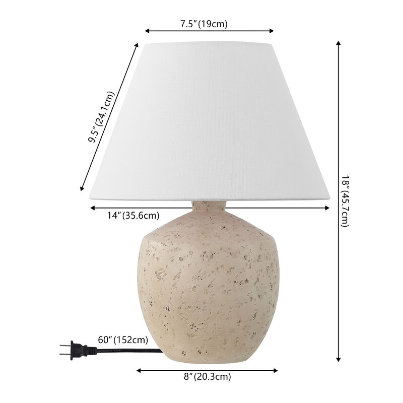 Myron 18" Minimalist Scandinavian Concrete Effect Resin/Iron LED Table Lamp