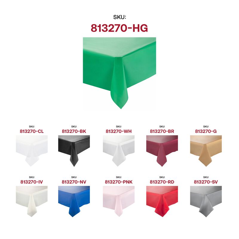 Hunter Green Rectangular Plastic Tablecloths (96 Tablecloths) image number 5