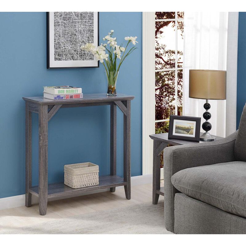 Convenience Concepts Winston Hall Table with Shelf, Weathered Gray