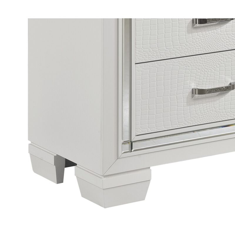 Streamdale White Nightstand with Alligator-Textured Drawers image number 2