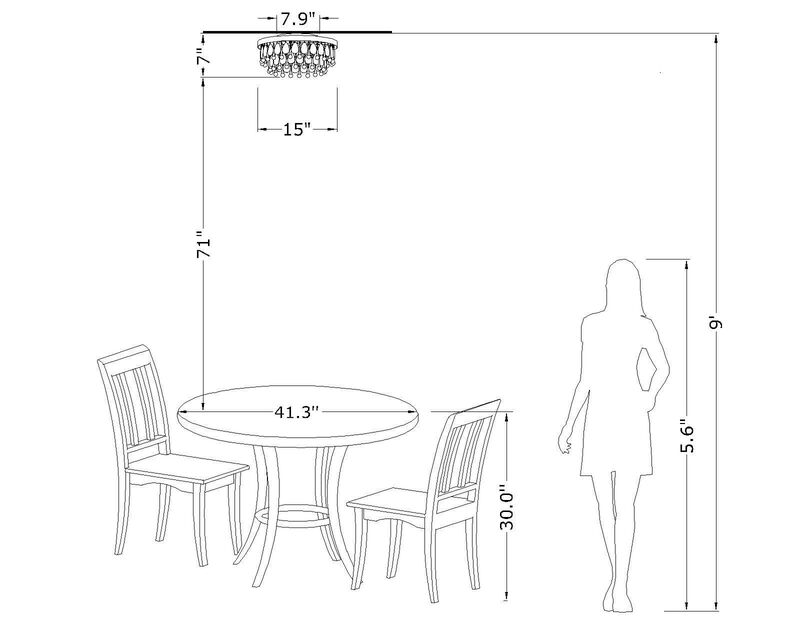 Eva Black 3-light Flush Mount with Crystal Glass Teardrops image number 2
