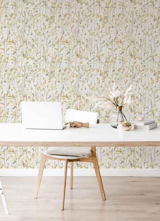 Leandra Yellow Floral Trail Wallpaper