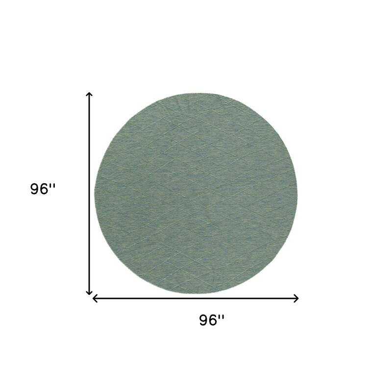 HomeRoots 8' Blue And Green Round Geometric Indoor Outdoor Area Rug image number 2