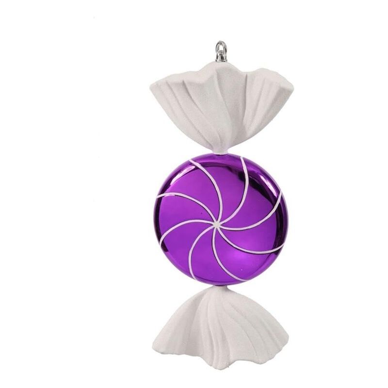 Vickerman 18.5" Purple-White Swirl Candy Christmas Ornament image number 1