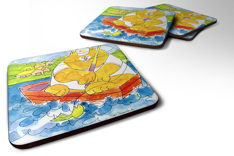 Caroline's Treasures 6107FC Big Orange Cat Fishing Foam Coasters (Set of 4), 3.5 H x 3.5 W, Multicolor image number 0