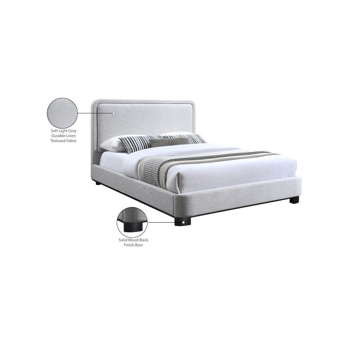 Meridian Furniture Nolita Grey Linen Textured Fabric King Bed
