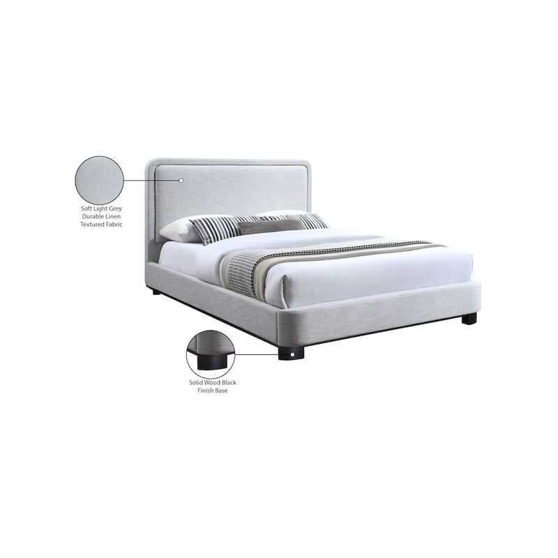 Meridian Furniture Nolita Grey Linen Textured Fabric King Bed