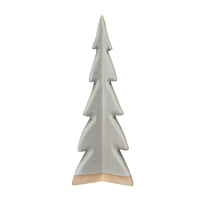 Tall Decorative Stoneware Tree with Reactive Glaze, Cream
