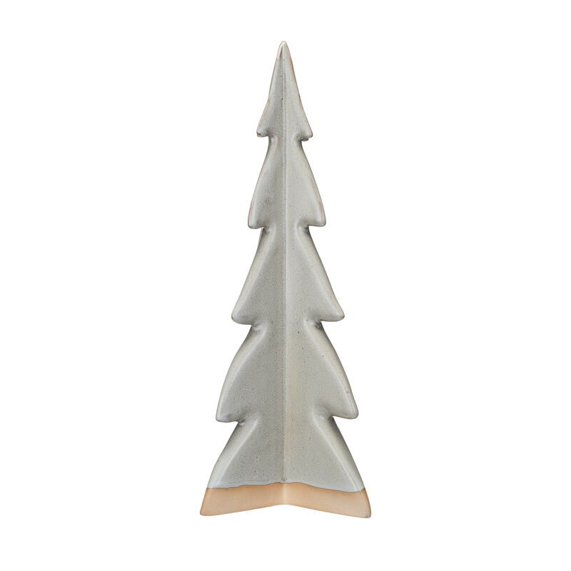 Tall Decorative Stoneware Tree with Reactive Glaze, Cream image number 0