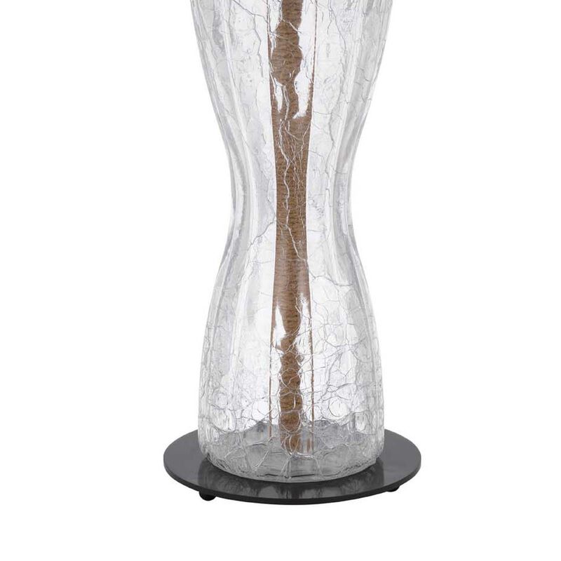 Table Lamp with LED Light, White Shade, 31 Inch Hourglass Glass Base image number 6