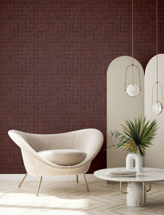 Blocks Burgundy Checkered Wallpaper (Set of 2)