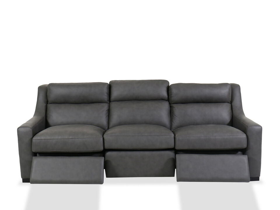 Bernhardt Germain Leather Power Sofa - Grey