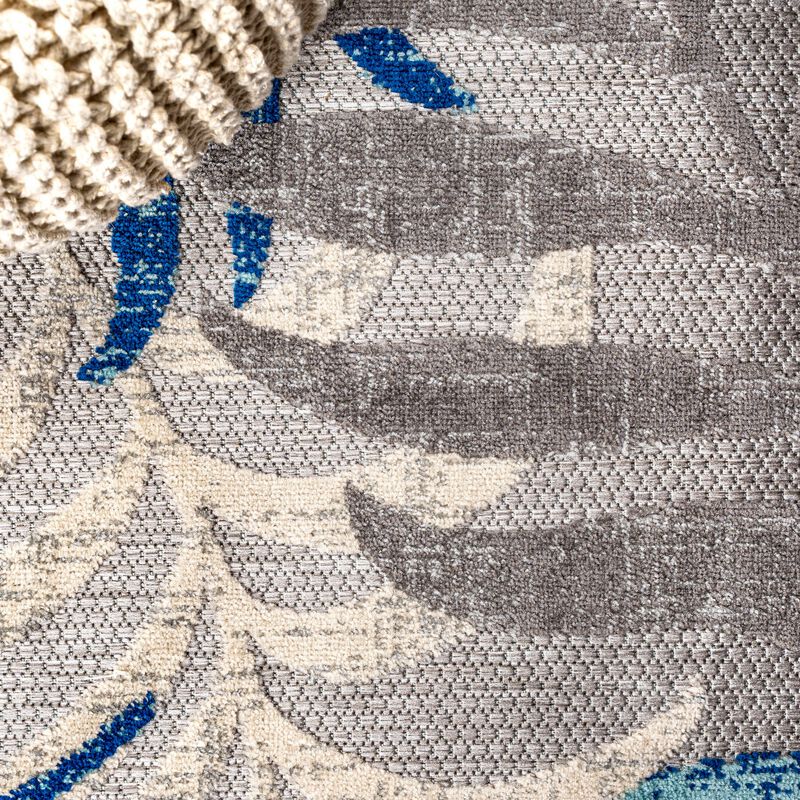 Tropics Palm Leaves Square Indoor/Outdoor Area Rug