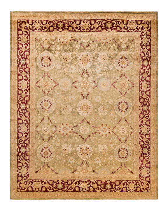 Eclectic, One-of-a-Kind Hand-Knotted Area Rug  - Green,  8' 0" x 10' 2"