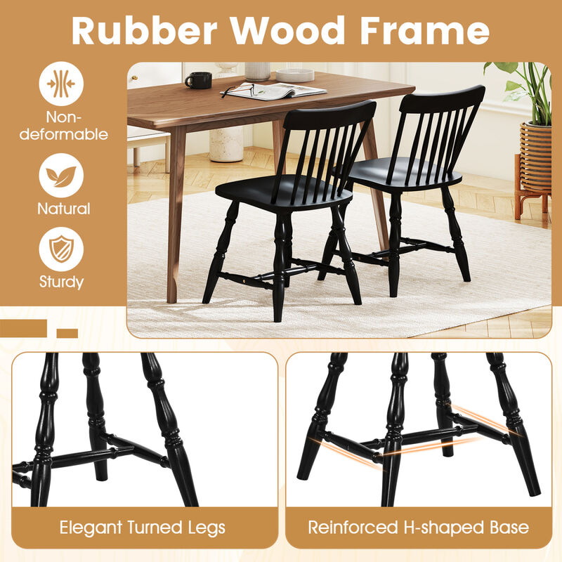 Windsor Dining Chairs Set of 4 with Curved SpindSet of 4 Windsor Dining Chairs with Curved Spindle Backrestsle Back-Natural image number 4