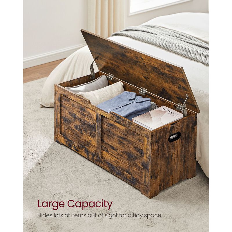 Storage Bench Trunk with 2 Soft-Close Hinges &ndash; Secure Lid Chest for Clothes, Pillows, or Playroom Use image number 3