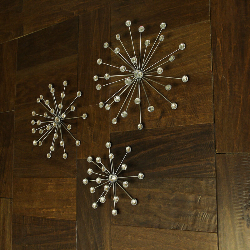 Jeweled Metal Sunburst Wall Mounted Hanging Sculpture Set of 3 image number 5
