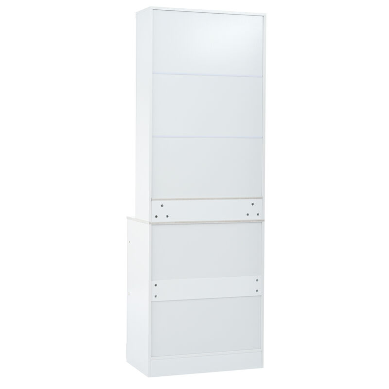 Merax Freestanding Tall Kitchen Hutch with Faux Marble Top