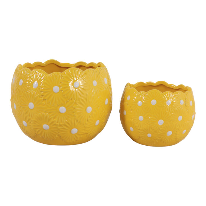 S/2 6/8" Daisy Planters