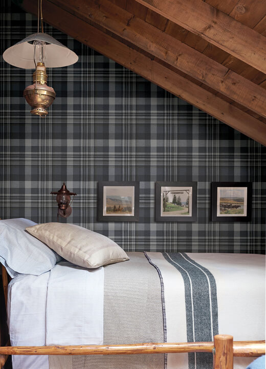 Dutton Plaid Indigo Wallpaper